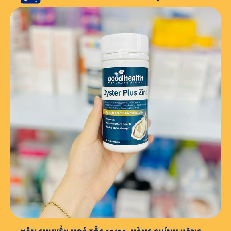 Tinh chất hàu biển Oyster Plus ZinC Goodhealth 60 viên - viên hàu úc Oyster Plus, Hàng úc đi air