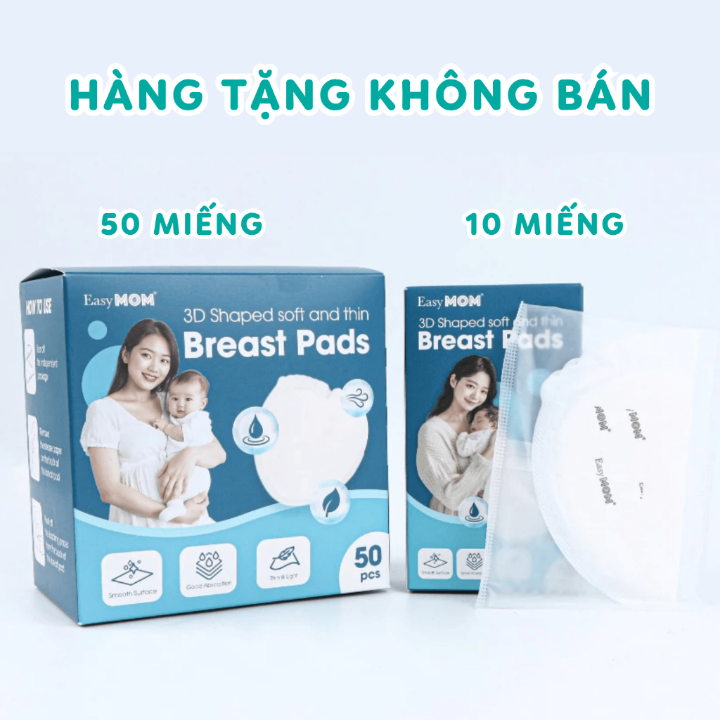 [Hàng Tặng Không Bán] Miếng Lót Thấm Sữa 5 Lớp Khoá Tràn Easy MOM - Hộp 10/50 Miếng