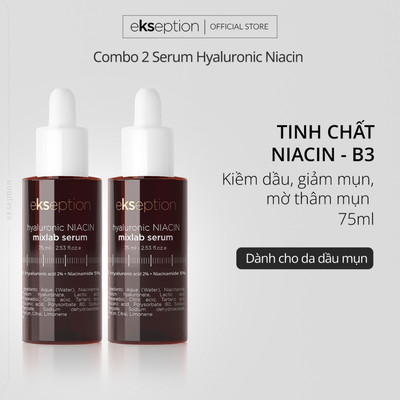Combo 2 Serum HA + 5% B3 sáng da, mờ thâm mụn Ekseption Hyaluronic Niacin Mixlab 75ml