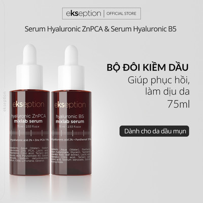 Combo Serum Kiềm Dầu Giảm Mụn Kẽm Hyaluronic ZnPCA Mixlab HA + 1% 75ml Và Ekseption Hyaluronic B5 Mixlab, HA + 5% 75ml