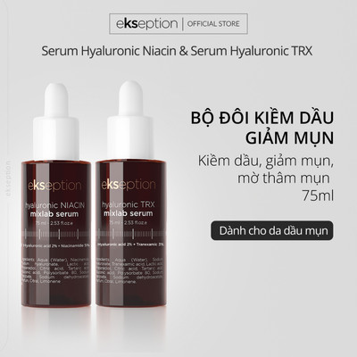 Combo Serum HA + 5% B3 Ekseption Hyaluronic Niacin Mixlab 75ml Và Serum HA+3% Tranexamic acid Hyaluronic TRX Mixlab 75ml