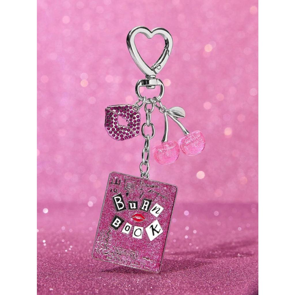 Móc Khóa Mean Girls Hình Quả Anh Đào Hồng Lấp Lánh - Charm Túi Xách & Balo Sang Trọng Phụ Kiện Y2K