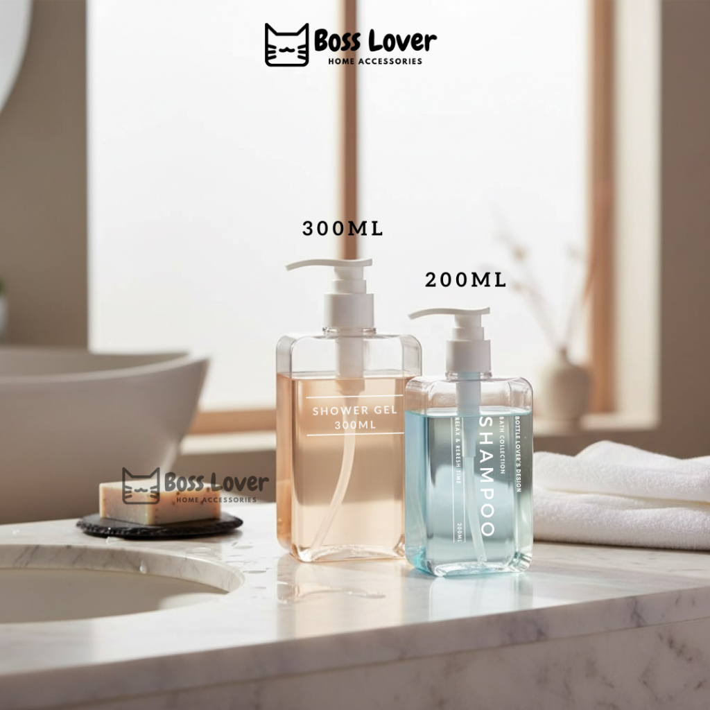 Chai chiết dầu gội,sữa tắm mẫu vuông dẹp (LT03)