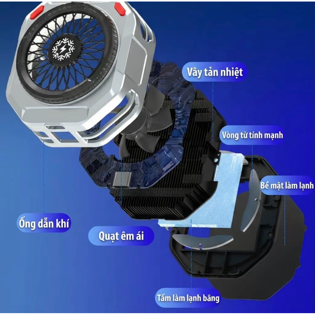 Quạt tản nhiệt sò lạnh KIRI TH28 V3 Pro Ai 37W làm lạnh cực nhanh không lo nóng máy | BigBuy360 - bigbuy360.vn