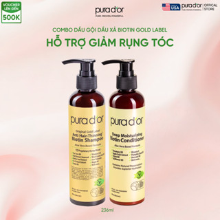 [GWP] Combo Dầu Gội Dầu Xả Hỗ Trợ Giảm Rụng Tóc, Hỗ Trợ Mọc Tóc Biotin Gold Label PURA D'OR 236ML