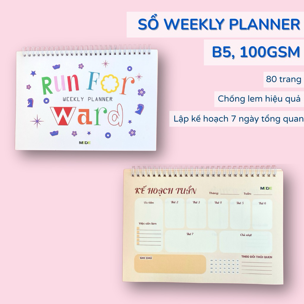Sổ Weekly Planner - Sổ Kế Hoạch Tuần Bìa Giấy Tái Chế