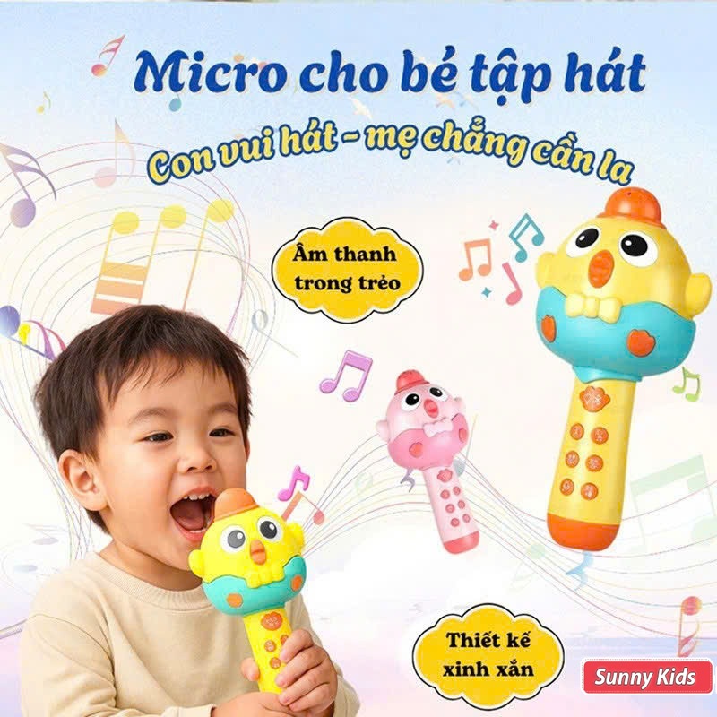 Micro Karaoke Bluetooth Không Dây Kèm Sạc USB, Đổi Giọng Nói, Phát Nhạc Cho Bé