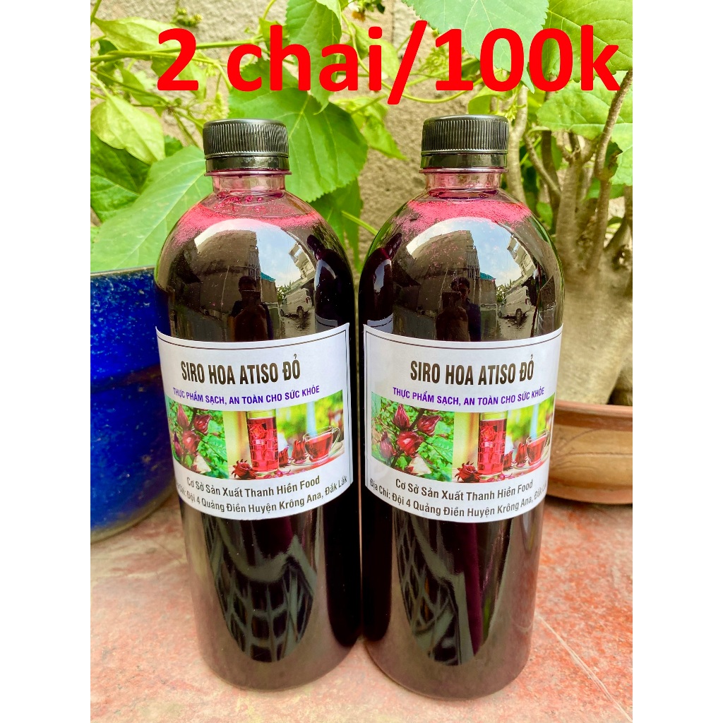 2 lít Siro hoa Atiso đỏ ( không kèm hoa), nước cốt Hoa Atiso đỏ Đà Lạt ngâm đường phèn