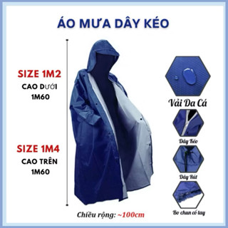 ÁO MƯA DÂY KÉO VẢI DÙ KIỂU DÁNG THỜI TRANG-HÀNG CHẤT LƯỢNG CAO SIZE 1M2 -1M4