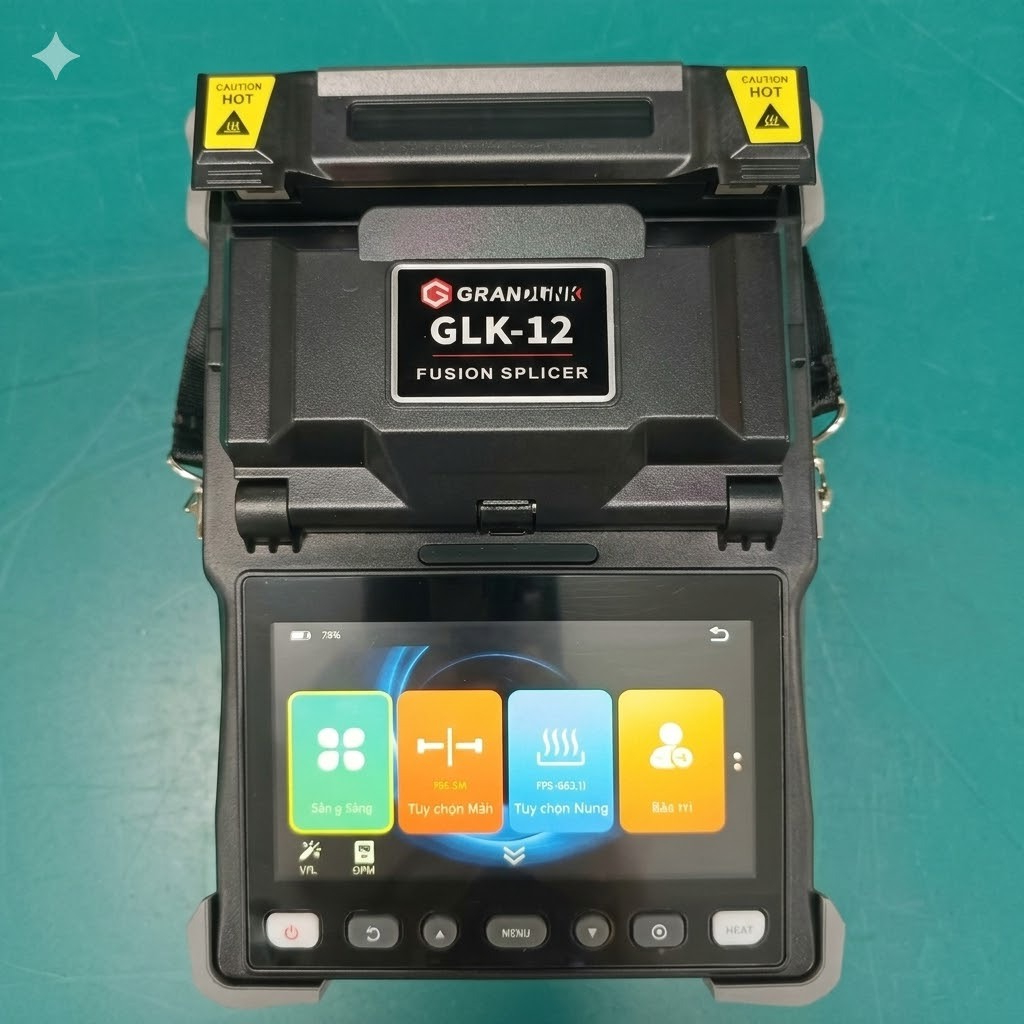 Máy hàn cáp quang GLK 12, sử dụng 4 động cơ hiệu suất hàn ổn định, suy hao thấp, chính hãng NOVKER, 