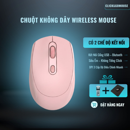 Chuột Không Dây Bluetooth Chuột Máy Tính Chống Ồn Siêu Bền Có Hai Chế Độ Kết Nối Đa Năng Kèm Quà Tặng Pin Và Lót Chuột