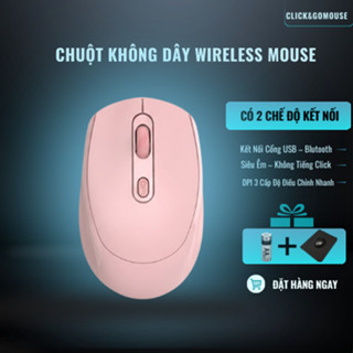 Chuột Không Dây Bluetooth Chuột Máy Tính Chống Ồn Siêu Bền Có Hai Chế Độ Kết Nối Đa Năng Kèm Quà Tặng Pin Và Lót Chuột
