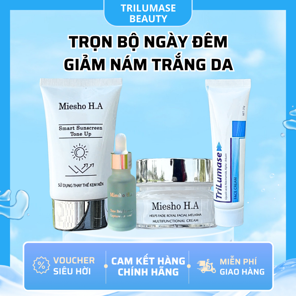 TRỌN BỘ COMBO THUỴ SĨ MỜ NÁM DƯỠNG TRẮNG CHỐNG NẮNG CĂNG BÓNG DA