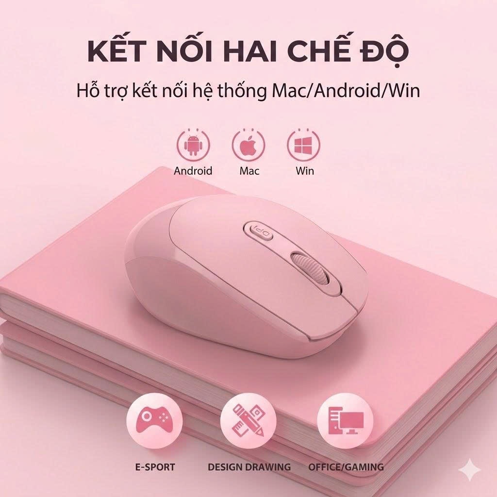 Chuột Không Dây Bluetooth Chuột Máy Tính Chống Ồn Siêu Bền Có Hai Chế Độ Kết Nối Đa Năng Kèm Quà Tặng Pin Và Lót Chuột | BigBuy360 - bigbuy360.vn