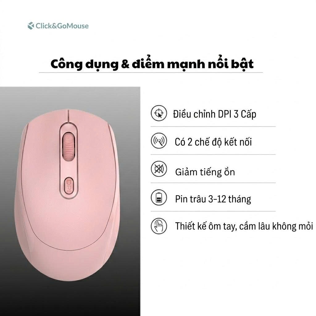 Chuột Không Dây Bluetooth Chuột Máy Tính Chống Ồn Siêu Bền Có Hai Chế Độ Kết Nối Đa Năng Kèm Quà Tặng Pin Và Lót Chuột | BigBuy360 - bigbuy360.vn