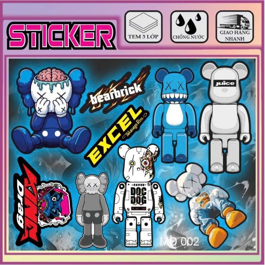 Sticker Rồng Fantasy MD005 – Bộ Sticker Rồng Chibi Siêu Đẹp | Decal 3 Lớp Chống Nước