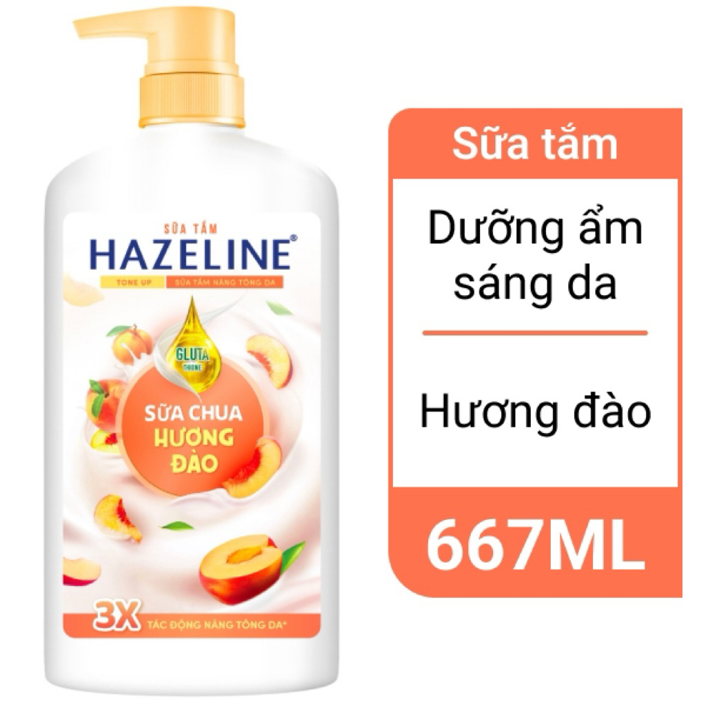 Sữa tắm Hazeline nâng tông da sữa chua hương đào 667ml