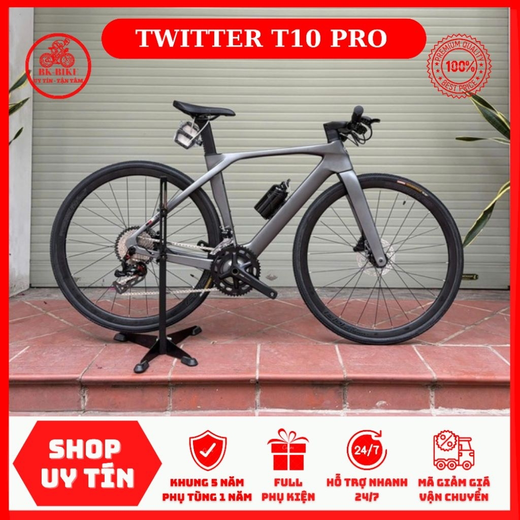 Xe Đạp TWITTER T10 PRO Tay Ngang • Carbon, phanh dầu, moay-ơ 6 bạc cối 💥