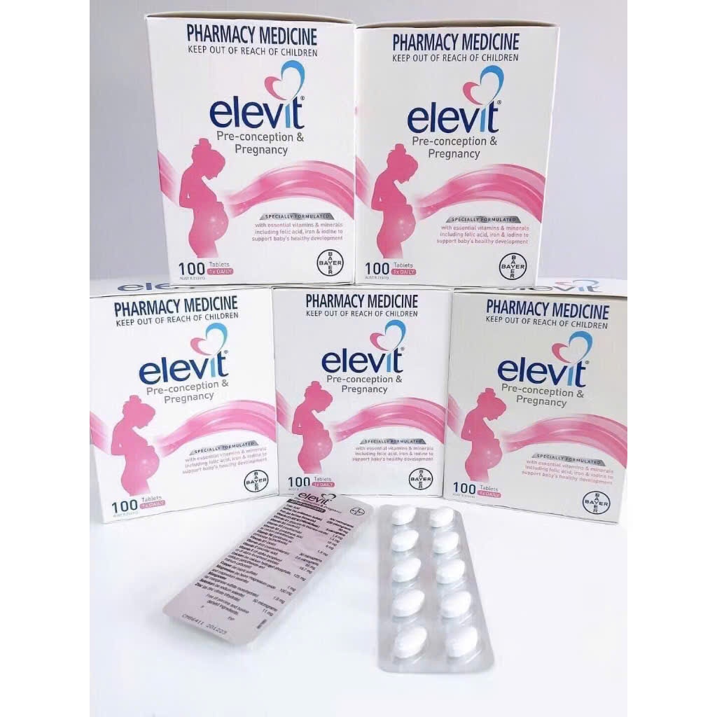 Thực phẩm bảo vệ sức khỏe Elevit 30 Viên bổ sung Acid Folic, Sắt, Canxi, Các Vitamin và Các khoáng c