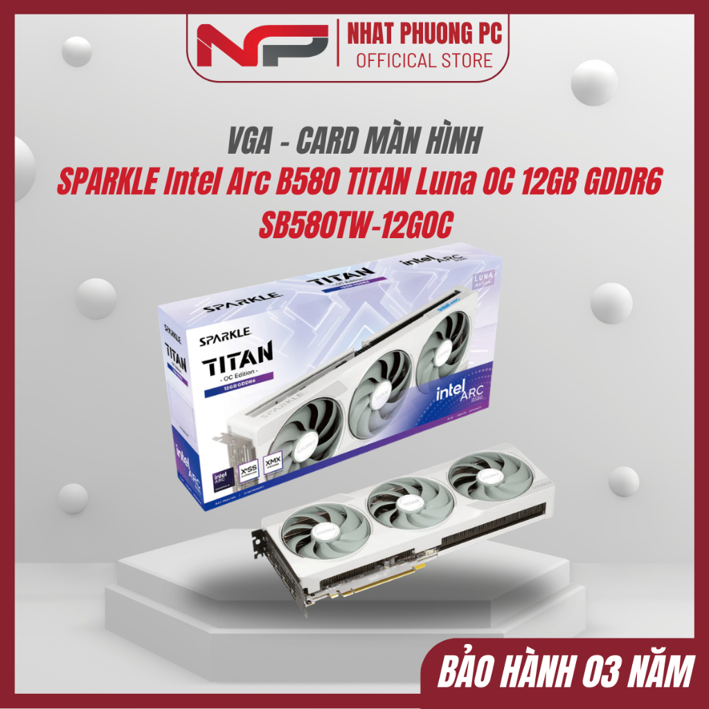 VGA SPARKLE Intel Arc B580 TITAN Luna OC 12GB GDDR6 SB580TW-12GOC Hàng chính hãng