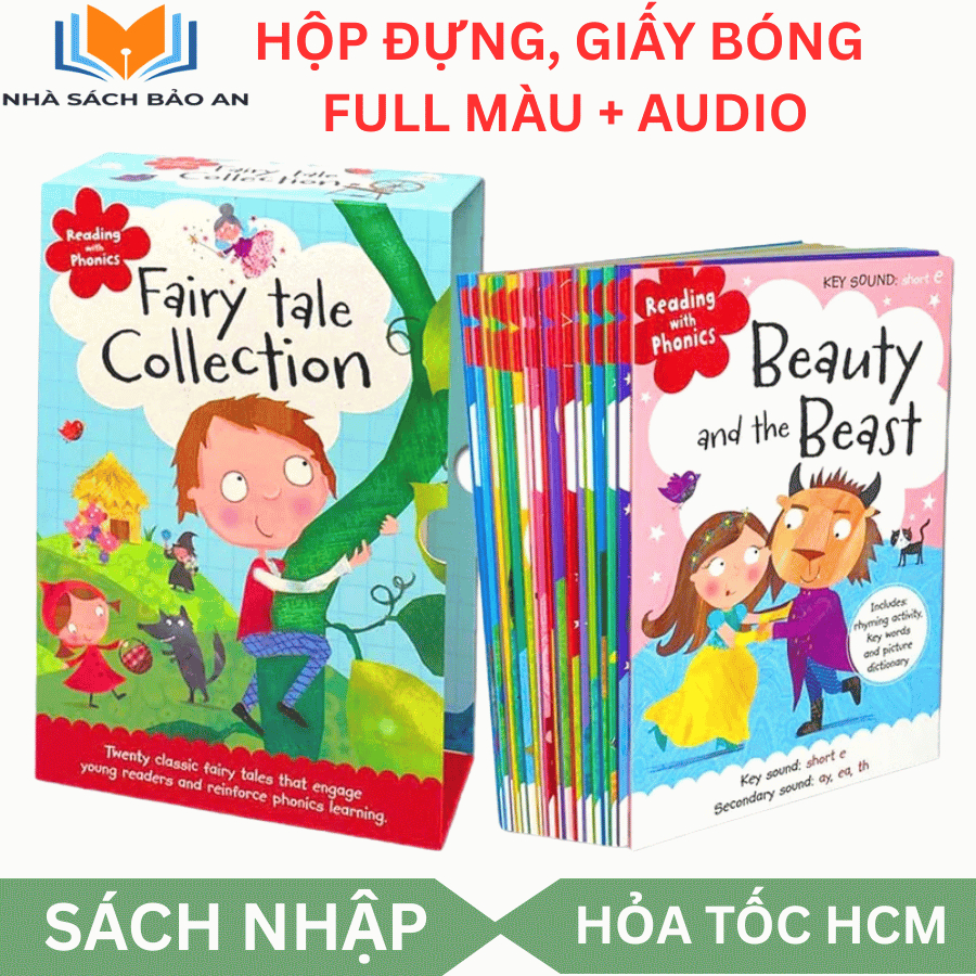 Sách học phonics - Reading with phonics 20 cuốn + File nghe Mp3, sách nhập trung đẹp, GIẤY BÓNG, FUL