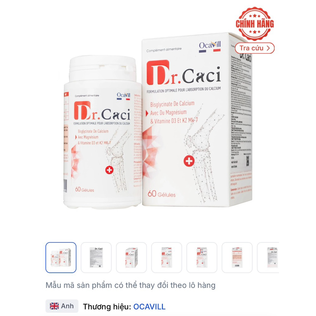 Viên uống giúp xương và răng chắc khỏe, giảm nguy cơ loãng xương Dr. Caci Ocavill (60 viên)