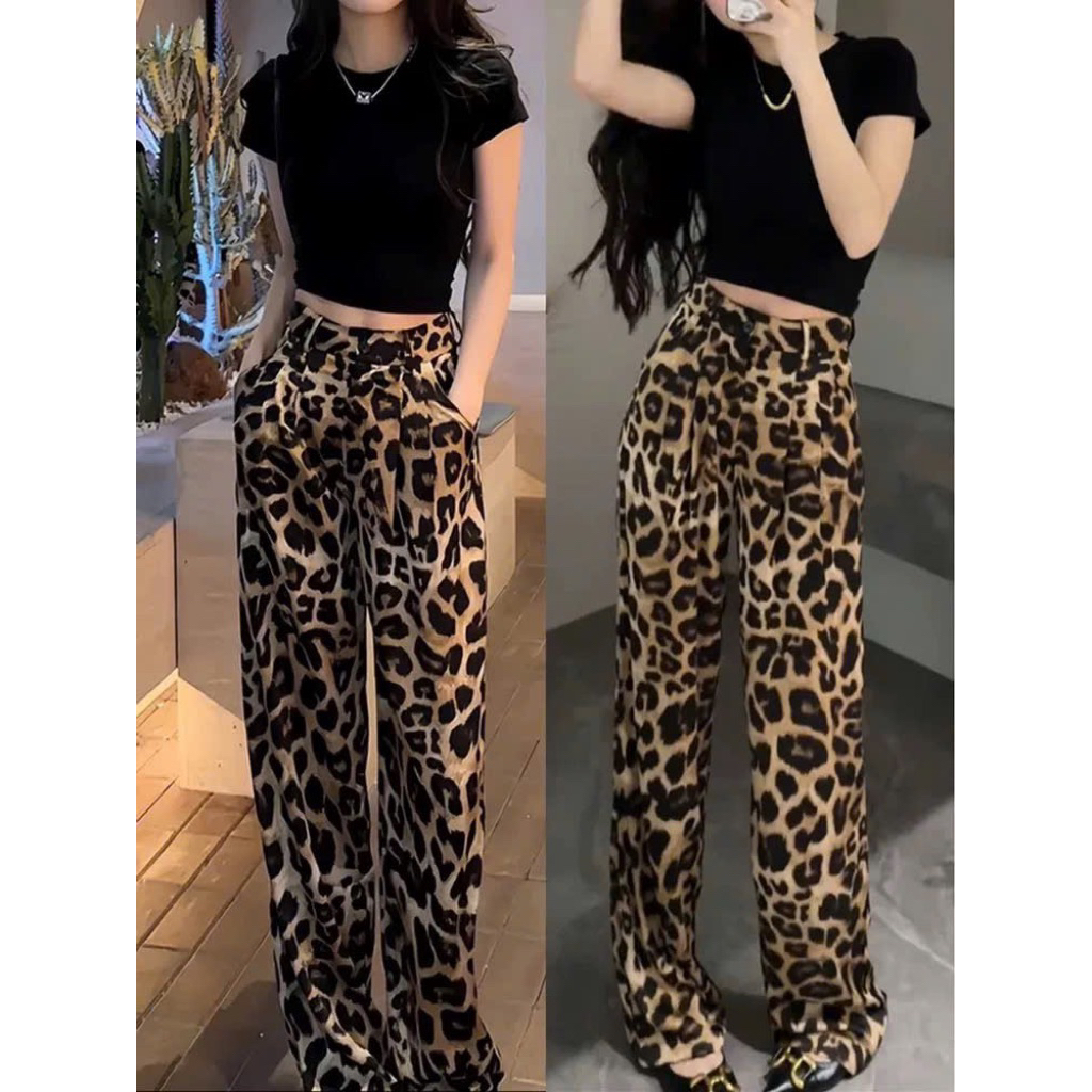 Sunny Shop _Quần Beo Suông Ống Rộng dáng dài, Chất Lụa Hàn Dày Dặn , Có túi 2 bên