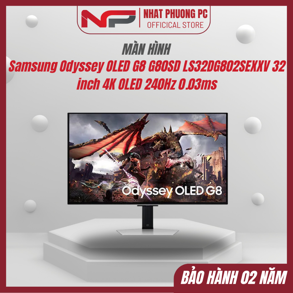 Màn hình Samsung Odyssey OLED G8 G80SD LS32DG802SEXXV 32 inch 4K OLED 240Hz 0.03ms - Chính Hãng