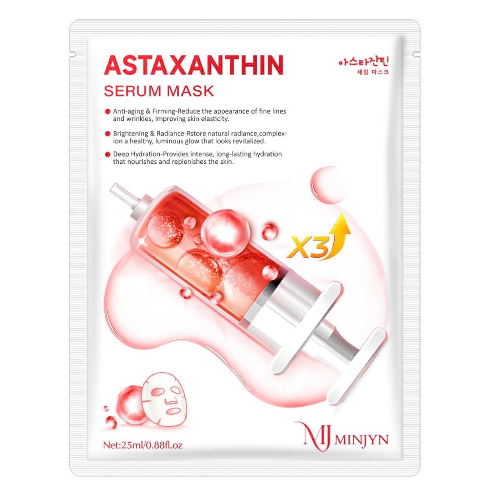 [MUA 10 TẶNG 1] Combo 10 Miếng Mặt Nạ Astaxanthin Minjyn Serum Mask Dưỡng Ẩm Da Nội Địa Trung 25ml.m