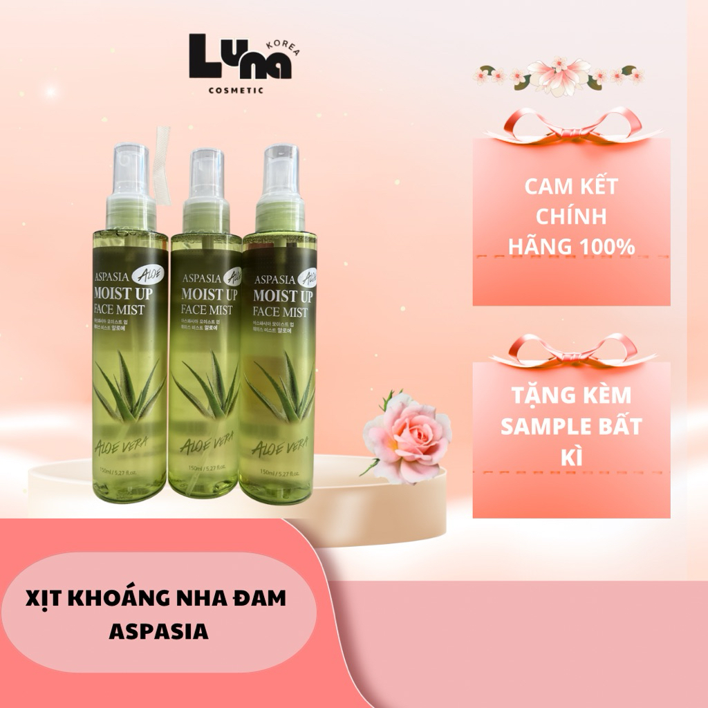 [Tặng kèm sample bất kỳ] Xịt Khoáng Nha Đam Aspasia Aloe Vera Soothing Mist Cấp Ẩm Làm Dịu Da 150ml 