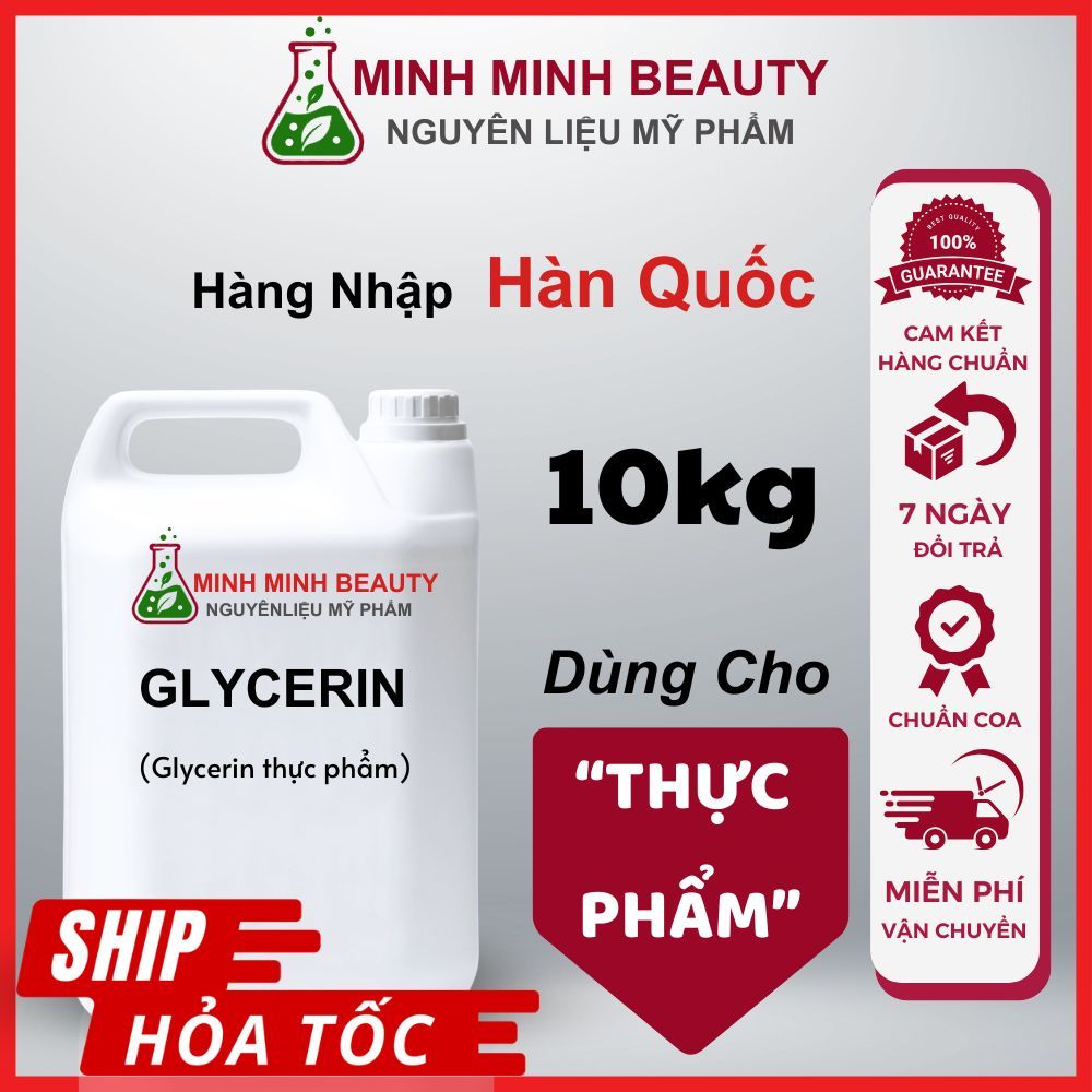 [HỎA TỐC] 𝟏0𝐤𝐠 𝗚𝗹𝘆𝗰𝗲𝗿𝗶𝗻 𝗹𝗮̀𝗺 𝗯𝗮́𝗻𝗵,Thực Vật (VG) Tinh Khiết 99,9% - Nguyên Liệu Cao Cấp, Giá Sỉ