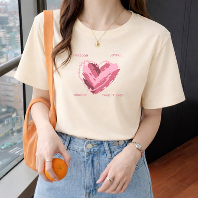 Áo phông nữ dáng rộng NA03 nhiều màu in hình tim chất liệu thun cotton 4 chiều Loza RT8444