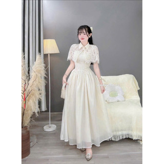 Đầm tiểu thư cao cấp, Mango phối voan Xưởng may Na Bùi