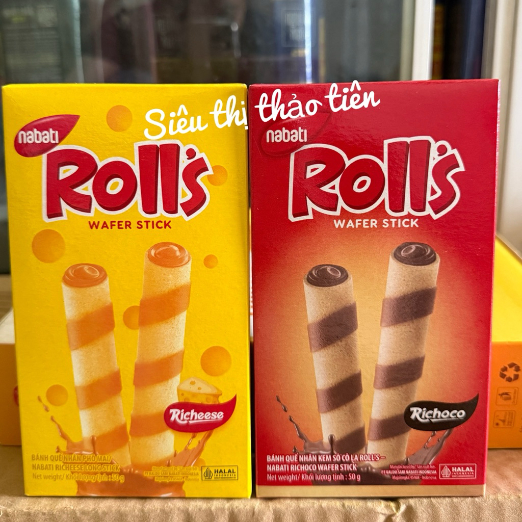 Bánh Quế Nabati Rolls Nhân Socola-Phô Mai Hộp 50g