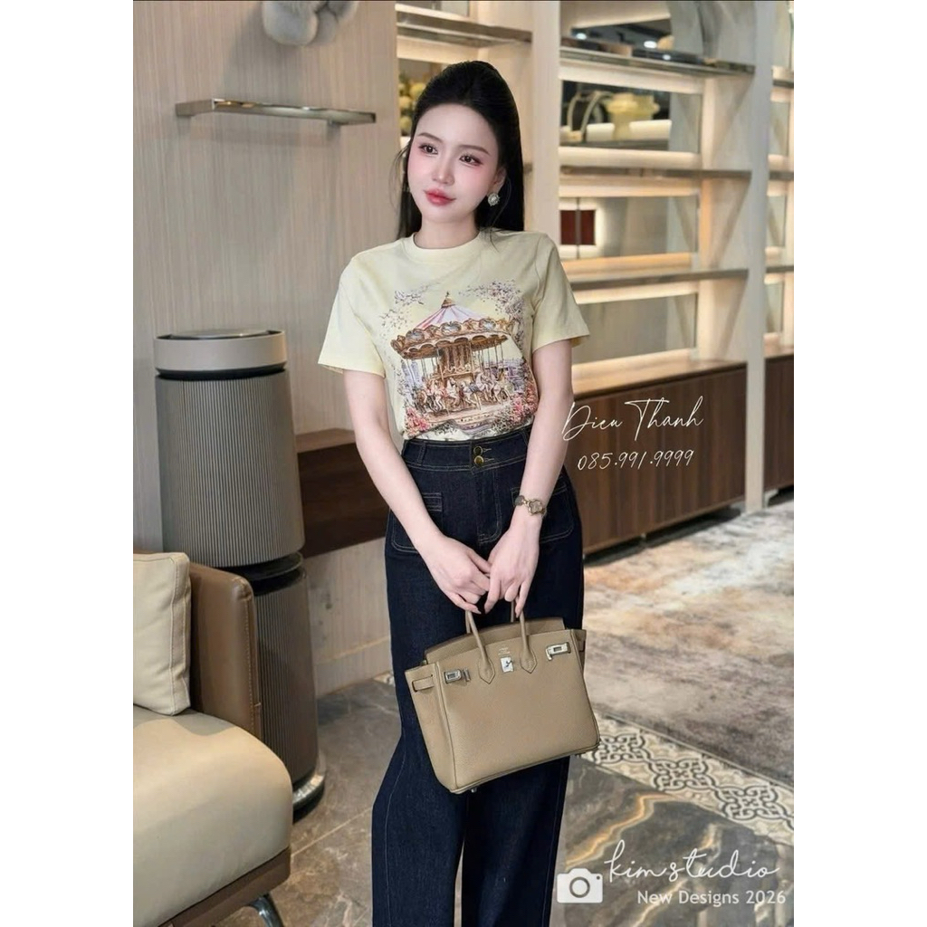 Áo Phông Nữ Baby Tea Hoạ Tiết Quảng Châu