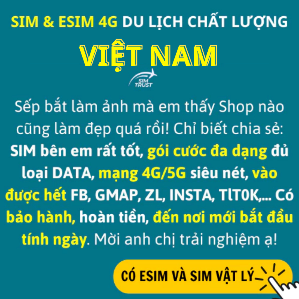 [CÓ ESIM] Sim Data Việt Nam - Sim Du Lịch Việt Nam, esim Viettel, Vinaphone 5G siêu nét, có bảo hành