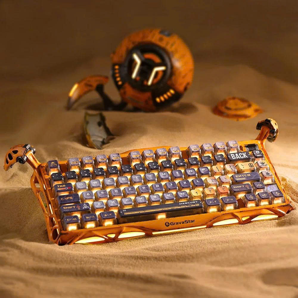 Bàn Phím Cơ Gaming Gravastar Mercury K1 Pro Special Edition Phong Cách Worn Yellow Mẫu Mới Kết Nối Đ