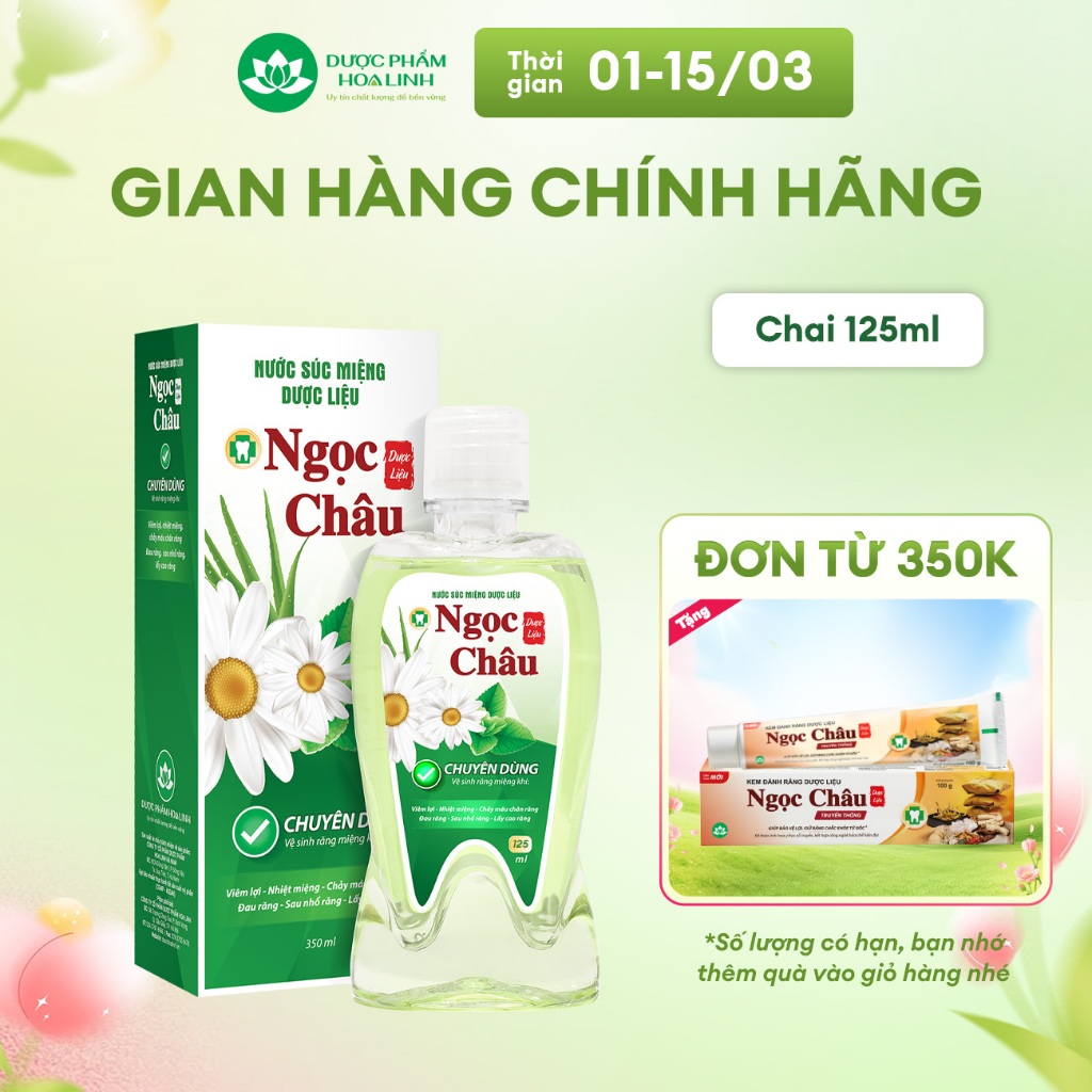 Nước súc miệng dược liệu Ngọc Châu 125ml - Ngăn nhiệt miệng, diệt khuẩn, giữ hơi thở thơm mát