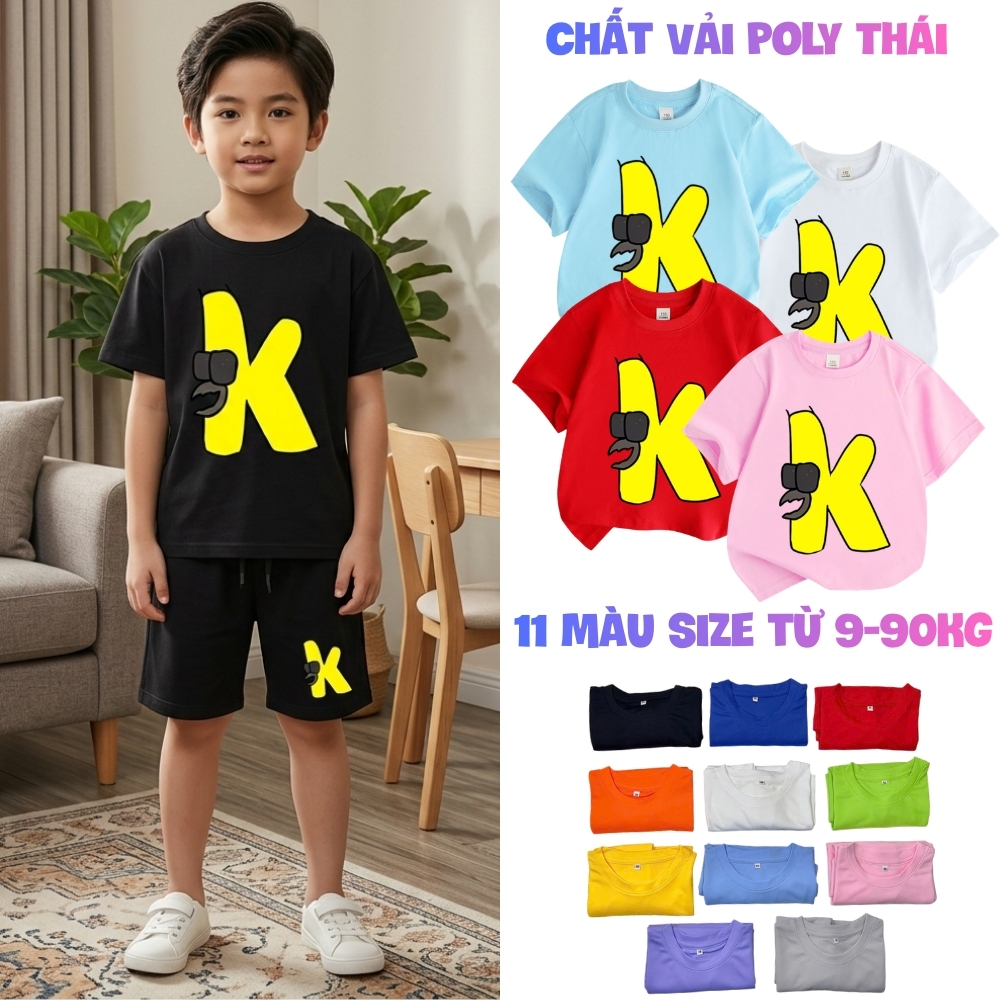 Áo thun cho bé trai bé gái in hình Alphabet Lore , chất vải poly thái mềm mát co giãn 4 chiều NTSHIR