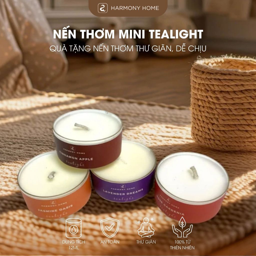 [Quà tặng] Nến Thơm Mini Tealight A Harmony Home - Hương Thơm Đa Dạng, Thư Giãn