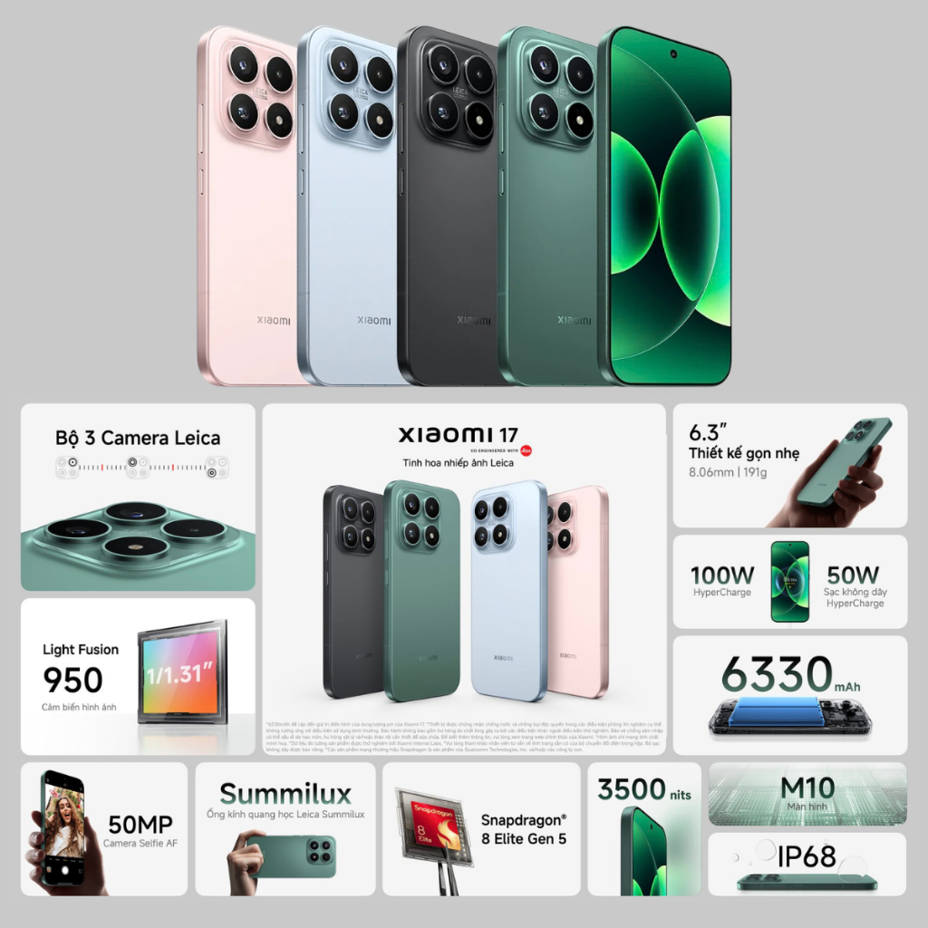 Điện thoại Xiaomi 17 màn OLED 6.3 inch - Bản quốc tế - Bảo hành 24 Tháng | BigBuy360 - bigbuy360.vn