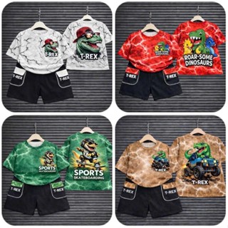 Combo 4 bộ cộc tay bé trai khủng long mẫu mới, chất thun lạnh siêu mát, thoải mái cho bé vận động