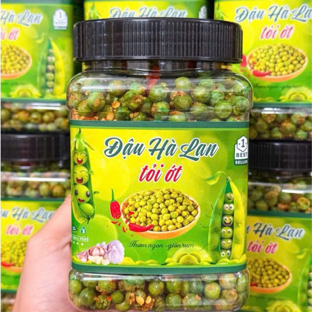 Hủ 500gr Đậu Hà Lan sấy Tỏi Ớt Giòn Thơm