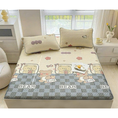 Chiếu Cao Su Non 3D Bo Decor hoa tiet dễ Thương Tặng kèm 2 vỏ gối cùng màu