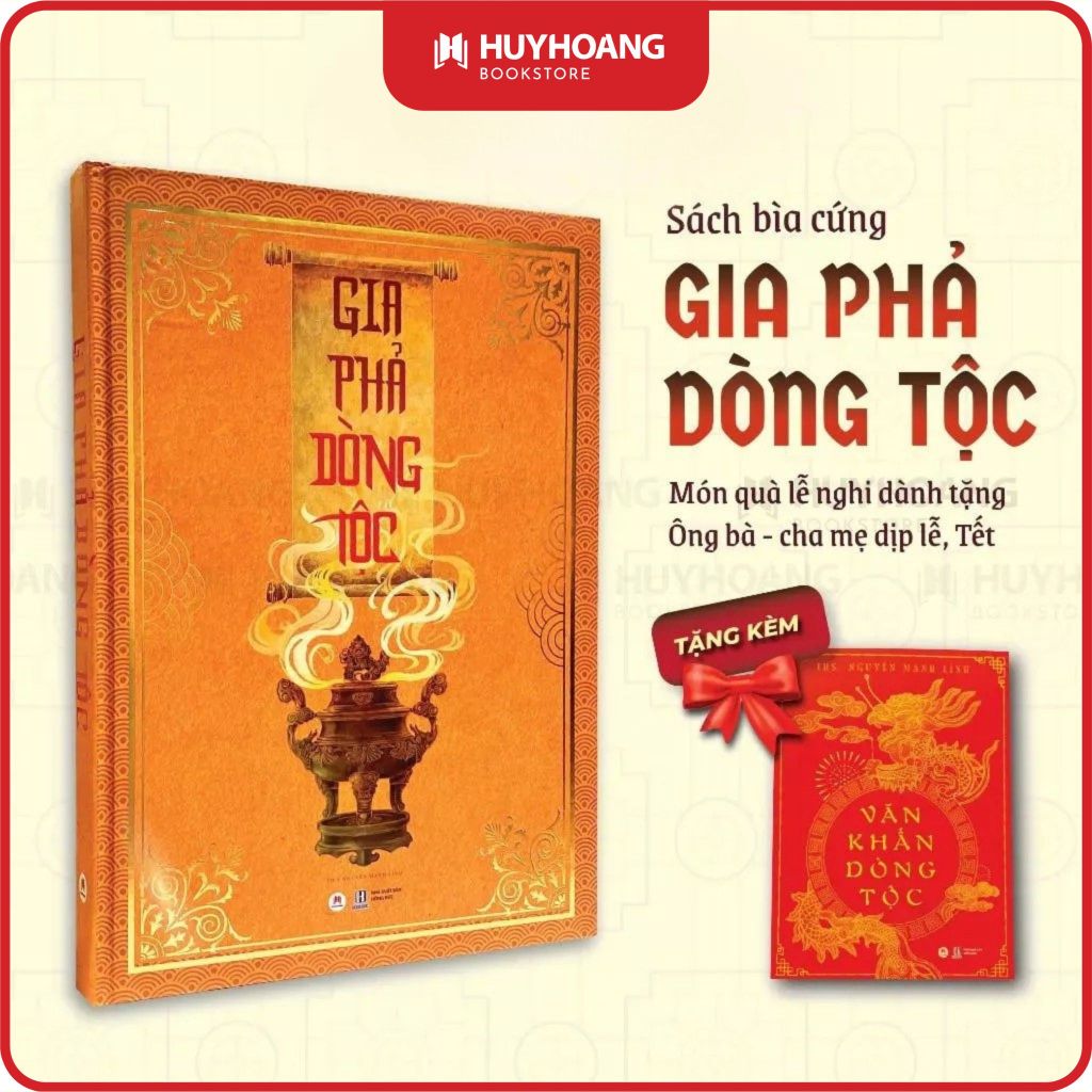 Sách Gia Phả Dòng Tộc bìa cứng, Kèm Văn khấn, Ghi chép Lưu trữ Gia Nhân Dòng Họ, Gia Phả Tổ Tiên