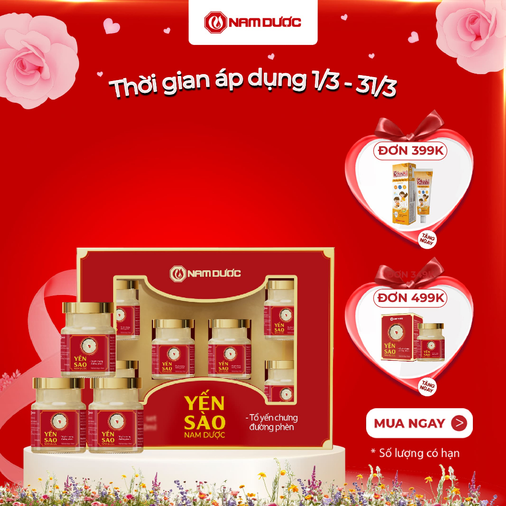 [SET QUÀ TẶNG] Set 6 lọ x 70ml Yến sào Nam Dược- tổ yến chưng đường phèn, có túi xách kèm theo