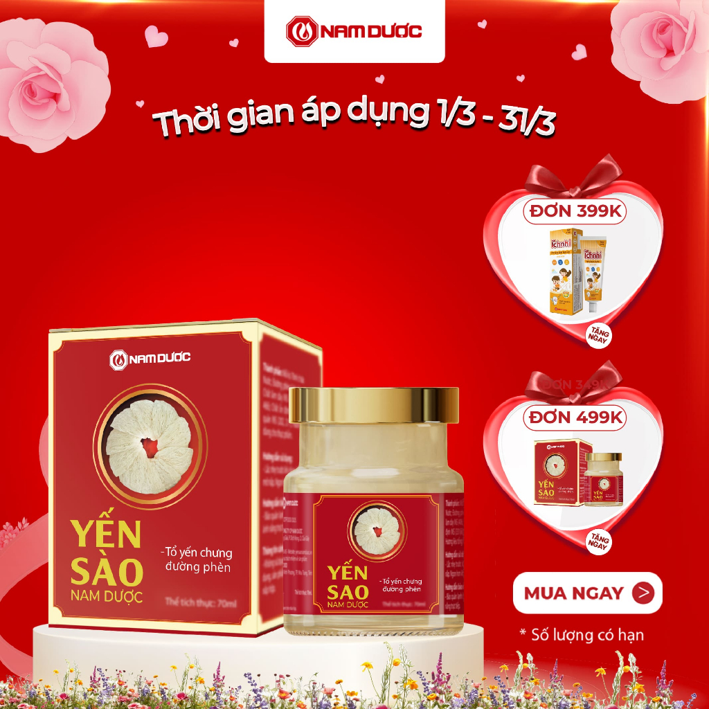 Yến sào Nam Dược - tổ yến chưng đường phèn, hộp 1 lọ 70ml
