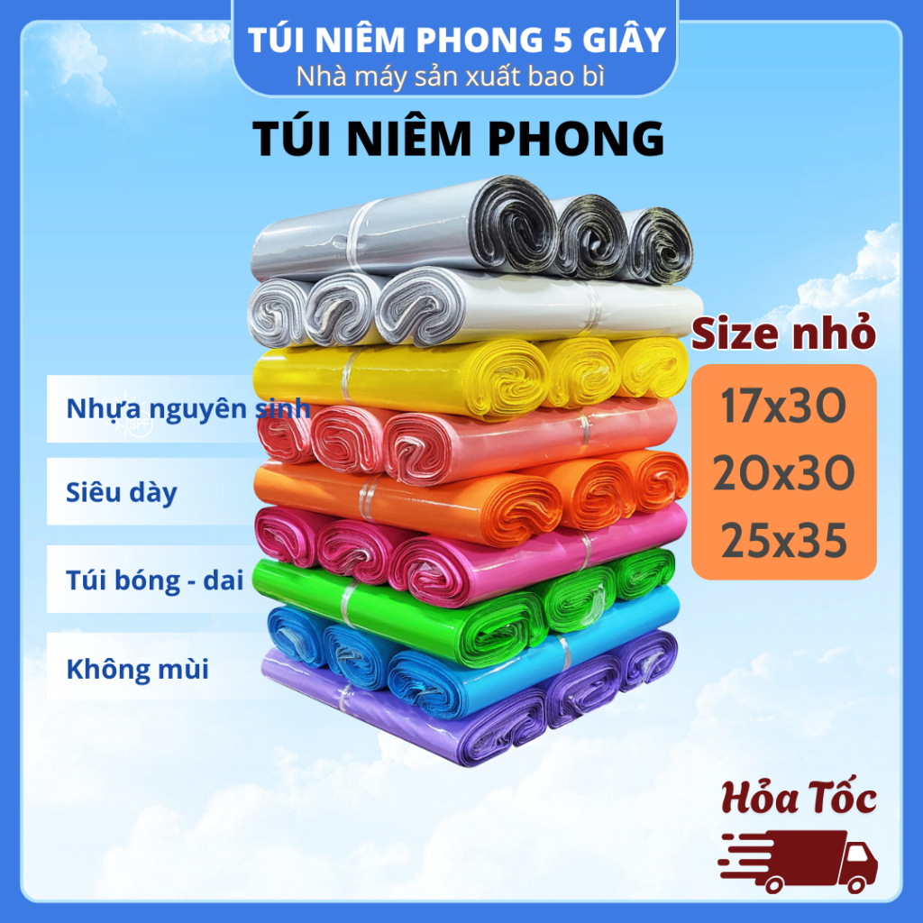 [Siêu Dày-Size nhỏ 17x30, 20x30, 25x35] Túi niêm phong gói hàng dai bóng keo chắc, loại dày – 5 GIÂY