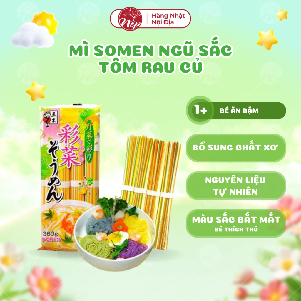 [Date Mới] Mì somen ngũ sắc tôm rau củ 320g cho bé ăn dặm từ 12 tháng tuổi - nepshop1