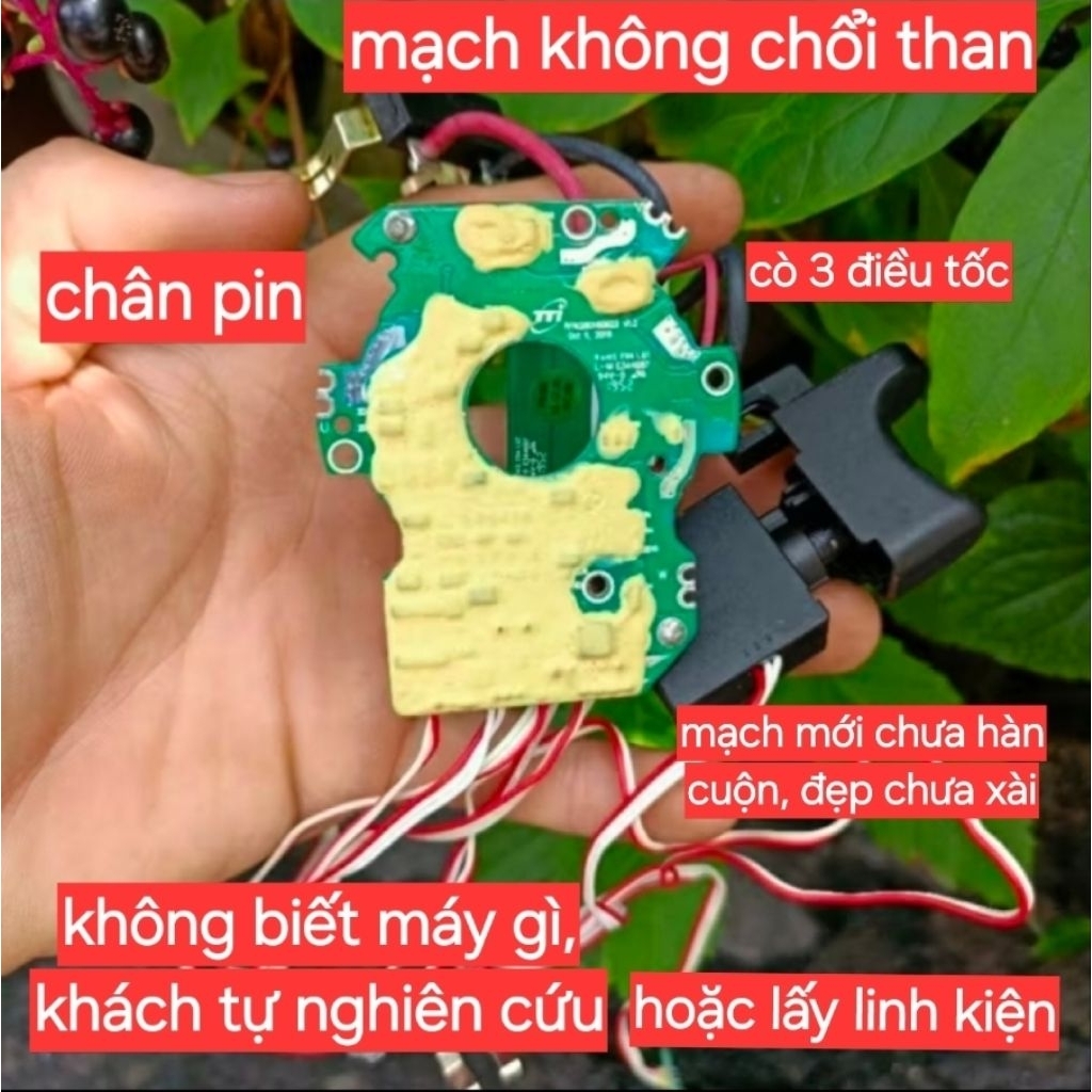 set 2 bộ mạch 18v không than, mạch cò Ryobi 18v không than